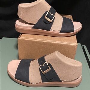 EUC DR SCHOLLS shoes Womens Black Wedge Slip On Slide Sandals 10 m